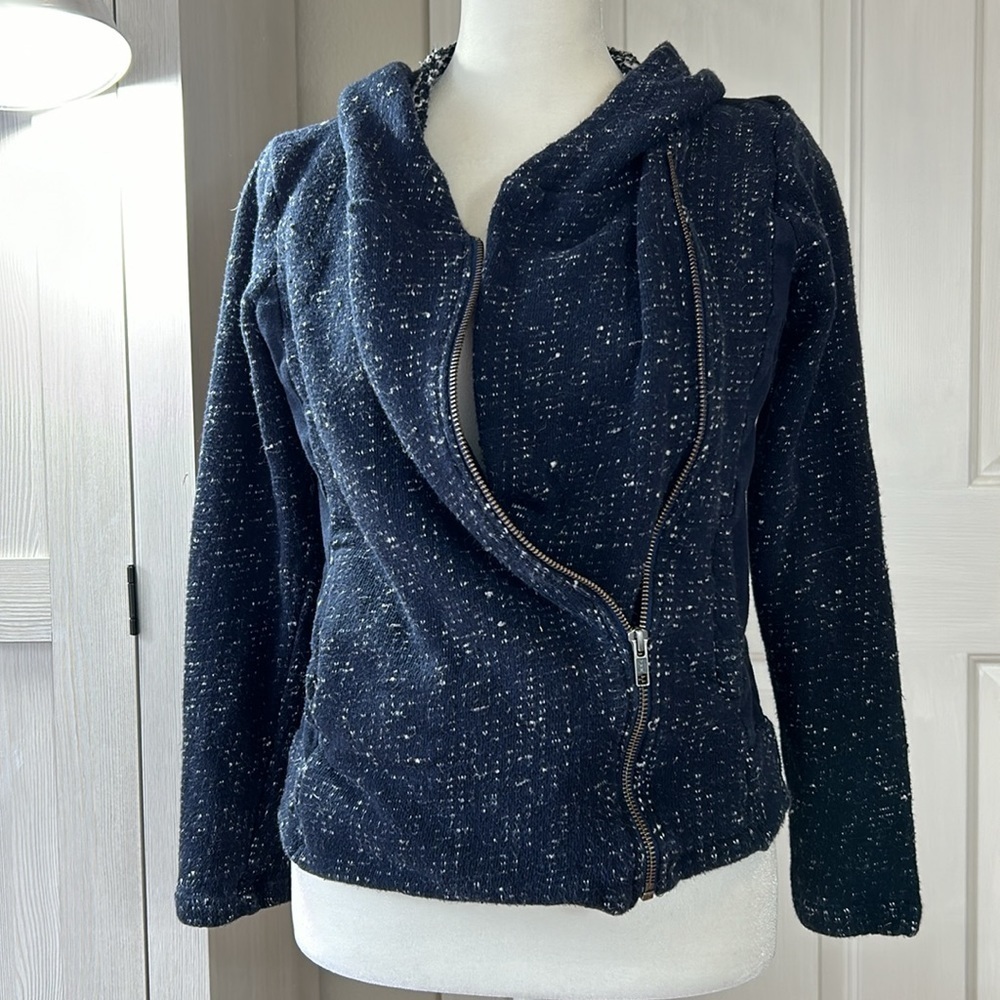 Lucky Brand Navy Blue Stretch Zip Front Hoddie/Jacket Sz S